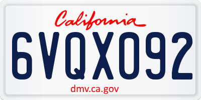 CA license plate 6VQX092