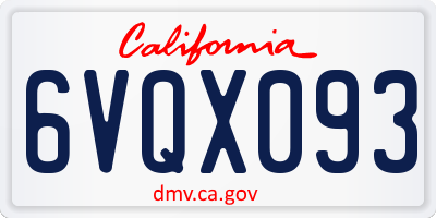 CA license plate 6VQX093