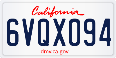 CA license plate 6VQX094