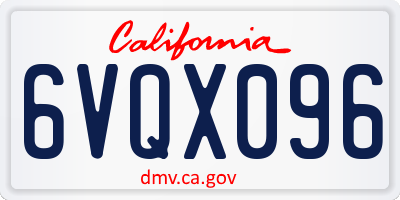 CA license plate 6VQX096