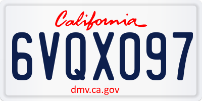 CA license plate 6VQX097