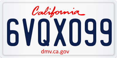 CA license plate 6VQX099