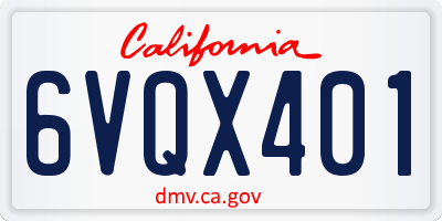 CA license plate 6VQX401