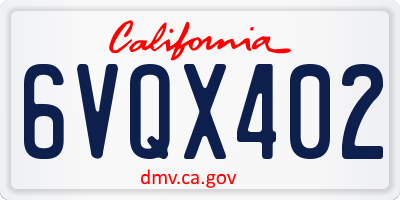 CA license plate 6VQX402