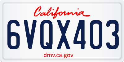 CA license plate 6VQX403