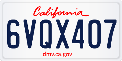 CA license plate 6VQX407