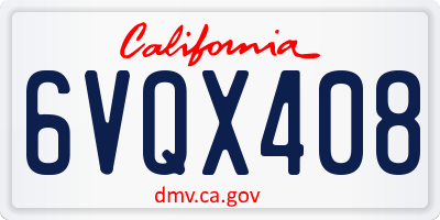 CA license plate 6VQX408