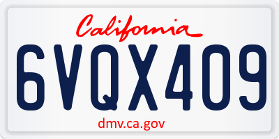 CA license plate 6VQX409
