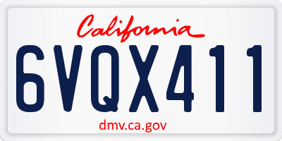 CA license plate 6VQX411