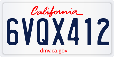 CA license plate 6VQX412