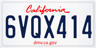 CA license plate 6VQX414