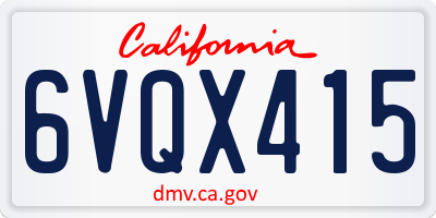 CA license plate 6VQX415