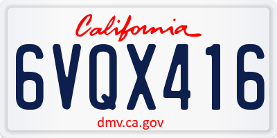 CA license plate 6VQX416