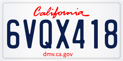 CA license plate 6VQX418