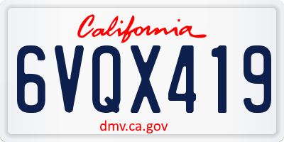 CA license plate 6VQX419