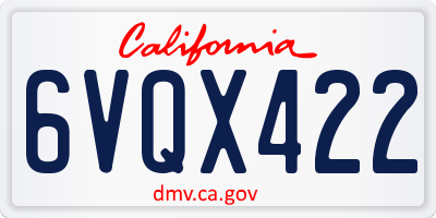 CA license plate 6VQX422