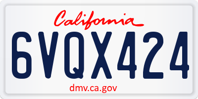 CA license plate 6VQX424