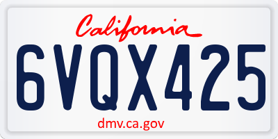 CA license plate 6VQX425