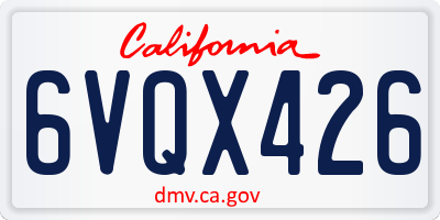 CA license plate 6VQX426