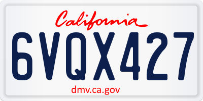 CA license plate 6VQX427
