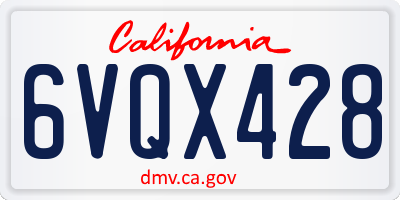 CA license plate 6VQX428