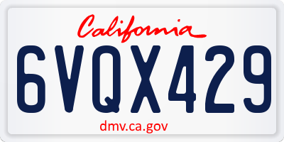 CA license plate 6VQX429