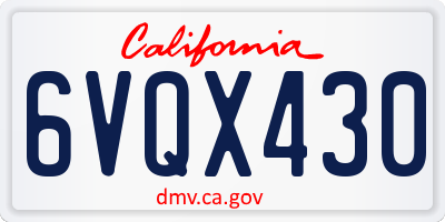 CA license plate 6VQX430