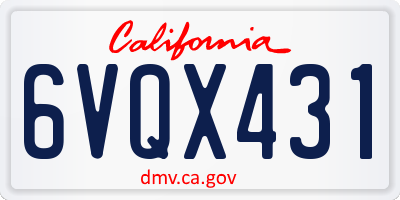CA license plate 6VQX431