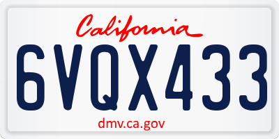 CA license plate 6VQX433