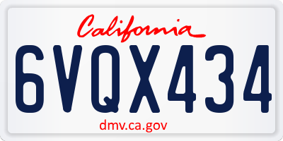 CA license plate 6VQX434