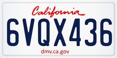 CA license plate 6VQX436