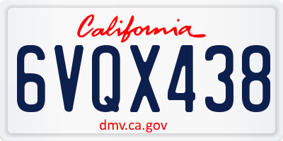 CA license plate 6VQX438