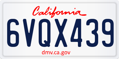 CA license plate 6VQX439