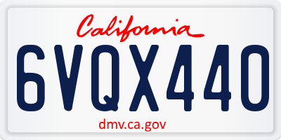CA license plate 6VQX440