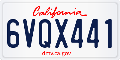 CA license plate 6VQX441