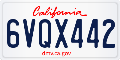 CA license plate 6VQX442