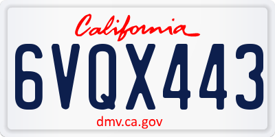 CA license plate 6VQX443