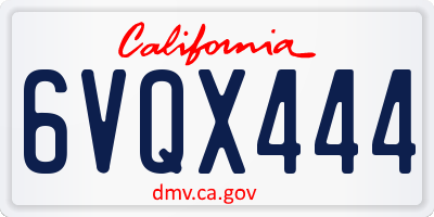 CA license plate 6VQX444