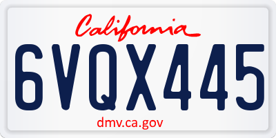 CA license plate 6VQX445