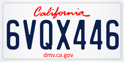CA license plate 6VQX446