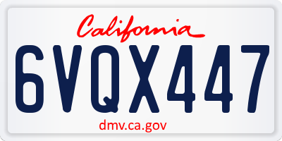 CA license plate 6VQX447