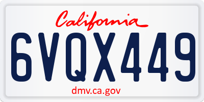 CA license plate 6VQX449