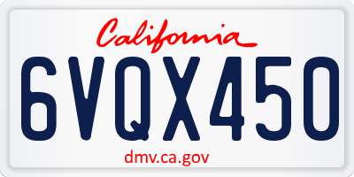 CA license plate 6VQX450
