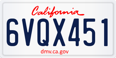 CA license plate 6VQX451