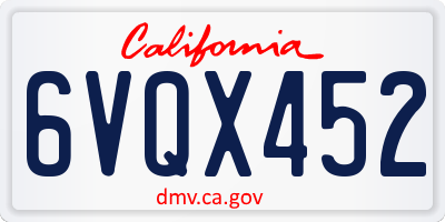 CA license plate 6VQX452