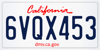 CA license plate 6VQX453