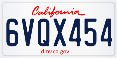 CA license plate 6VQX454