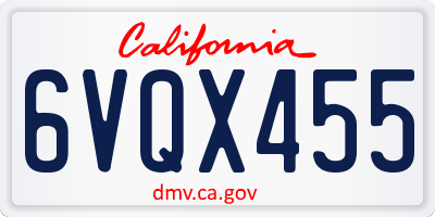 CA license plate 6VQX455