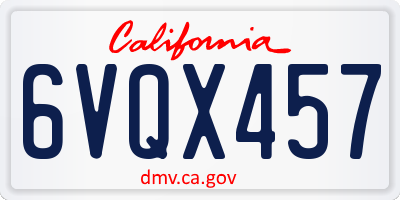 CA license plate 6VQX457