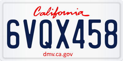 CA license plate 6VQX458